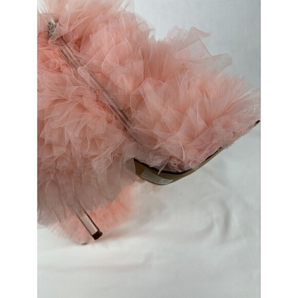 Azalea Wang Meticulously Tulle Tutu Stiletto Bootie Baby Pink 8.5 Open Toe - Picture 16 of 16